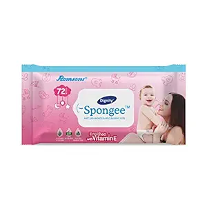 Dignity Spongee Baby Wet Wipes, 150 x 200 mm, 72 Wipes/Pack (Pack of 1, 72 Wipes)