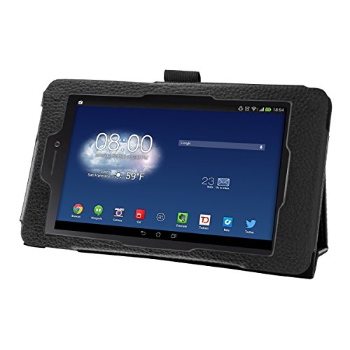 3in1 Set: kwmobile Hülle für Asus Fonepad 7 ME175CG – Tabletcover Slim Case Tablet Schutzhülle – Smart Cover Tabletcase Schwarz + Folie, kristallklar + Stylus, Schwarz - 2
