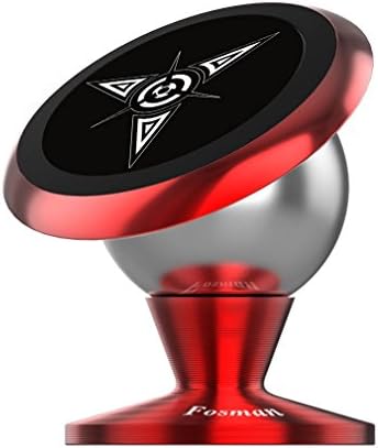 Fosman Universal 360 Rotatable Magnetic Car Mount For iPhone Samsung Sat Nav (42mm Tri Red)