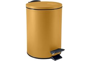 SPIRELLA - Cestino a Pedale Adelar - Acciaio Opaco - Meccanismo Slow Close Silenzioso - Rivestimento Anti-Tracce - Design Moderno ed Elegante - Giallo Sole Opaco - 3L