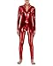 Produktbild Kostüme Frauen Bodysuit Lange Ärmel Overall Metallisch Kopflos Catsuit Catwoman Overallkostüm Clubwear Rot M