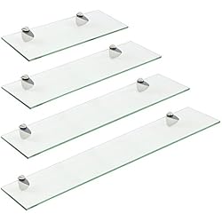 Hartleys Etagère Murale en Verre Transparent avec Supports De Montage Chrome - Choix de Taille