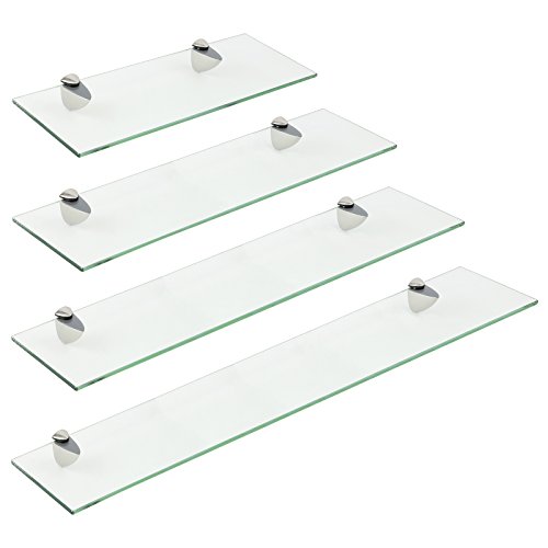 Hartleys Etagère Murale en Verre Transparent avec Supports De Montage Chrome - Choix de Taille