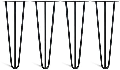 4 x Hairpin Table Legs – From 10cm To 71cm for Coffee Table, Table &amp; Desk, Stool, Cabinet, Bench – Black Matt,, White, Silver, Gold, Yellow, Orange, Blue, Mint Green &amp; Clear Coated, Unfinished Bare Steel, Mid-Century Vintage Industrial Style - Best Hairpin Legs in The UK