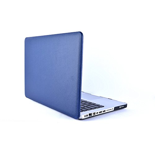 Macbook Pro 13 Hülle Case Tastaturschutzfolie Displayschutzfolie 3 in 1 Kit, TECOOL [Ultra Dünn Serien] Leder Hartschale Schutzhülle Case für MacBook Pro 13.3 Zoll Modell: A1278 – Dunkelblau - 2