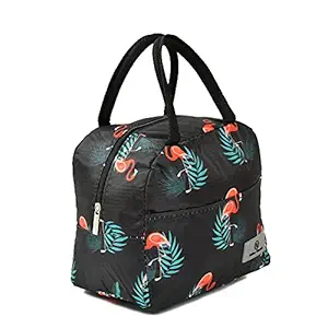 Yellow Weaves Insulated Travel Polyester Lunch Bag for Office, College & School (Black)