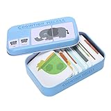 GREAT GIFT - Un maravilloso regalo para tus hijos. Recomendado para bebés de 0-6 años. Pckage incluye 1 caja de hierro de divertidas tarjetas de rompecabezas de reconocimiento.