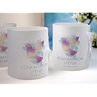 Set 8 x personalisierte Lichthülle für Tischlicht Taube Aquarell zur Kommunion, Konfirmation, Taufe, Firmung, Jugendweihe
