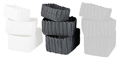 3er-Set Ablagekorb Badkorb Rattan Aufbewahrungskorb Korb Kunststoff Aufbewahrung Grau