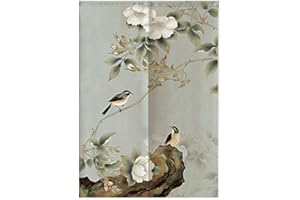 MYRU New Chinese Flowers and Birds Door Curtain Feng Shui Curtain Japanese Noren (Flower and Bird-B,33 by 59 Inch)