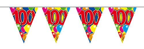 Girlande Zahl 100 Geburtstag Jubiläum Wimpelkette, 10 m