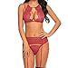 Produktbild Trisee Sexy Dessous Set Damen Spitze Reizwäsche Unterwäsche Spitzen-BH Ouvert und Slip und Strumpfband Damen Dessous Sexy Erotik Set Lingerie Unterwäsche BH und Slip Strapsen mit Gürtel
