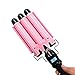 CkeyiN ® LCD Display Temperature Adjustable 3 Barrels Water Ripples Hair Curling Wand Tongs Hair Curling Iron with Protective Glove (25mm)