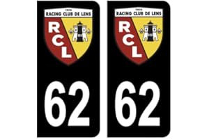 HADEXIA Autocollants Stickers Plaque immatriculation 62 Club RCL Racing Club de Lens Foot Noir