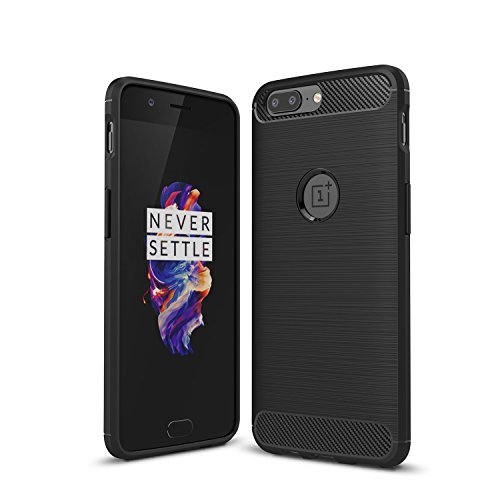 WindTeco OnePlus 5 Funda - Ultra Slim Ligero Fibra de Carbono Flexible TPU Suave Amortiguador de Parachoques Goma de Absorci  n Case Cover para OnePlus 5  2017 