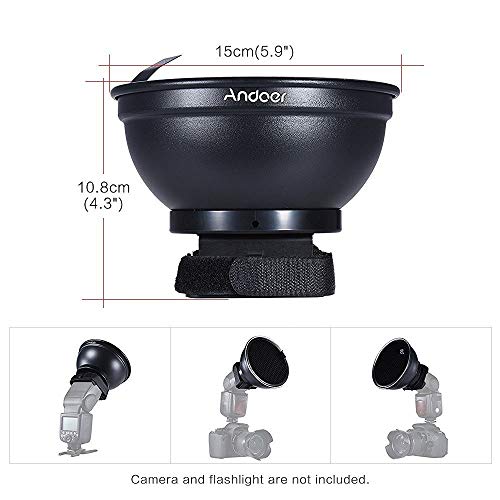Andoer 5 9   15cm  Argent Dish beaut   Diffuseur w   30 degr  s en nid d abeille pour Neewer Canon Nikon Yongnuo Godox Meike Vivitar Photographie sur l appareil photo flash Speedlite Speedlight