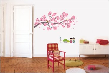 Wandsticker Frühling – Japanischer Kirschbaum mit Geishas – Verpackungsgröße 50,5 x 70,5 cm - 2