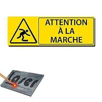 Bounce Generation Plaque gravée autocollante 30x10 cm "Attention à la marche" fond jaune