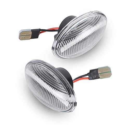 [1 par] Gempro LED luces de giro marcadoras laterales (Parpadeo dinámico), luces indicadoras de dirección [color ámbar] para Mini Cooper R50 R52 R53 2001-2006 (Lente transparente)
