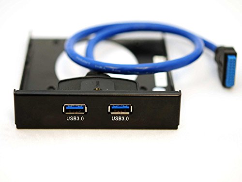 RHOMBUTECH® 3,5″ USB 3.0 Front Panel 2-Port | Einbaurahmen für 2,5″ SSD / HDD (bis 9,5mm Höhe) aus Metall | PC und MAC | schwarz | USB 1.1 und USB 2.0 abwärtskompatibel (USB3.0 Front Panel Metall) - 2