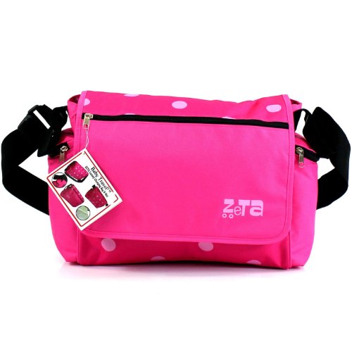 Zeta Luxury Complete Changing Bag with Changing Mat (Pink Dots, Large)