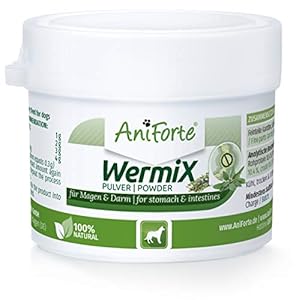 AniForte WermiX en polvo para perros 20 g – producto natural para antes, durante y después de la infestación de gusanos, el ajenjo y las hierbas naturales ayudan al estómago y el intestino