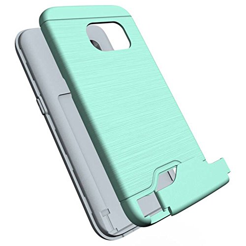 Galaxy S7 Edge Hülle,Nakeey Schutzhülle für Galaxy S7 Edge,Hybride Anti-Kratz [Card Slot] Dual-Layer Holder Bumper Handys Schutzhülle Für Galaxy S7 edge,Grün - 3
