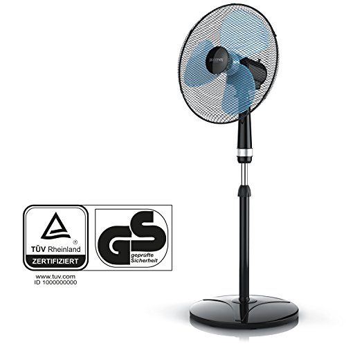 Brandson – Standventilator 40cm / Standlüfter | Standfuß höhenverstellbar | hoher Luftdurchsatz | 3 verschiedene Geschwindigkeitsstufen | Oszillationsfunktion ca. 80° | schwarz - 2