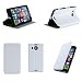 Produktbild Microsoft Lumia 950 XL Dual Sim Tasche Leder Style Weiß Hülle Cover mit Stand - Zubehör Etui smartphone 2015 Lumia 950 XL Flip Case Schutzhülle (Handy tasche folio PU Leder, Weiss White) - Brand XEPTIO accessoires
