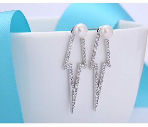 Preisvergleich Produktbild MTWTM Sterling Silber Frauen Ohrringe Ohrstecker Fashion Simple Kreativ Temperament Blitz Süßwasser Perlen Retro Cute Personalisierten Schmuck