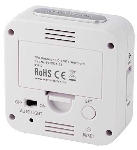 TFA Dostmann 60.2531.02 Bingo weiss Funk-Wecker mit Negativ Display 2 Alarme Lichtsensor - 4