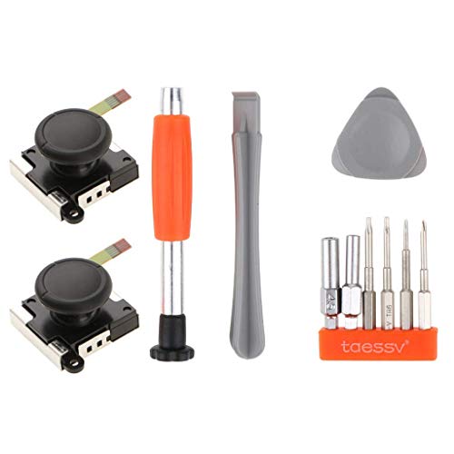 2 Pieces L/R Analog Sensor Joystick Gamepad Rocker Suit for Nintendo Switch NS Joy-con + Full Screwdriver Tool Set Game Console Opening Tool Kit
