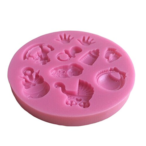 Karen Baking 2Pcs/Set Baby-Sorgfalt und Spielzeug Geformt 3D Silikon-verzierender Schokoladen-Kuchen-Form-Fondant-backendes Werkzeug-Rosa - 4