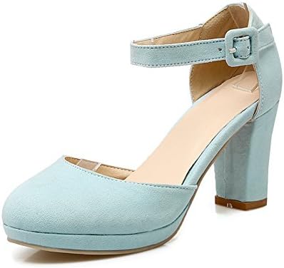 Korean head rough heels in summer/A buckle sandals/sweet girls Princess shoes-D Foot length=23.8CM(9.4Inch)