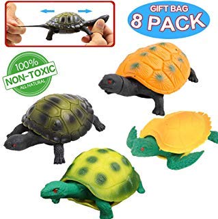 Conjunto de Tortuga de Goma de 5 Pulgadas ( 8 Paquetes), Material de alta elasticidad. Se puede esconder en la cáscara, Juguetes de Baño, Piscina, Bañera de Animales Marinos del Mundo Zoológico