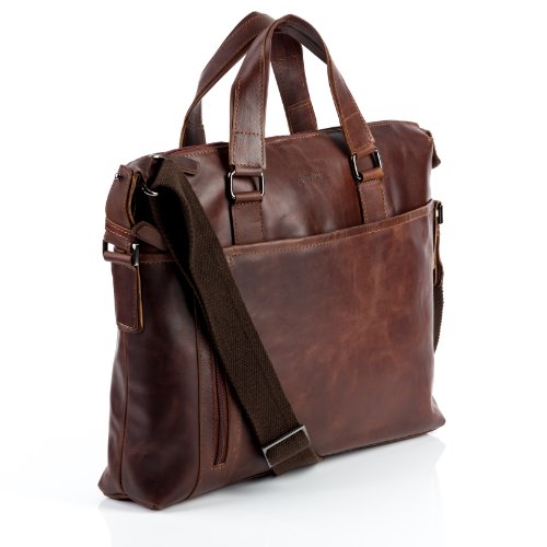 BACCINI Aktentasche LEANDRO – Laptoptasche groß fit für 15,4″ mit herausnehmbarer Schutzhülle- Businesstasche mit Schultergurt echt Leder braun-cognac - 3