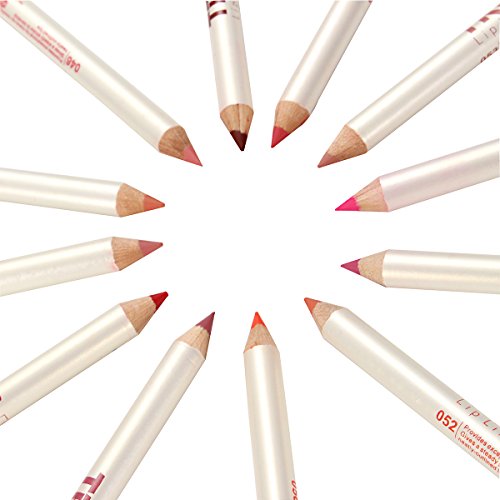lipliner, LuckyFine Lipliner Set / 12 Farben Lipliner mit Bleistiftspitzer/ Langhaltender Lippenstift/ Lippenstift/ Lippenstiftfarbe Verändern / Lippenstift Set/ Lipliner Palette/ Set/ Rosa Matt / Matt Dunkelrot / Lippenstift/ Lippenstift Matt / Wasserfester Lipliner/ Langhaltender Lippenstift/ Permanent Lipliner - 5
