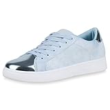 hellblaue sneaker adidas  SCARPE VITA Damen Sneaker Low Lack Metallic Turnschuhe Schnürer Glitzer Schuhe 163935 Hellblau 37