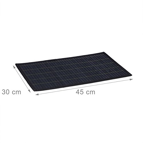 Relaxdays Tischset 6 teilig Platzdeckchen aus Bambus 6er Platzset mit rutschhemmender Unterseite 6 Tischmatten abwischbar Bambusmatte für den Esstisch 30 x 45 cm, schwarz - 3