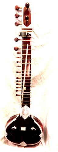 INDIAN MAHARAJA Ravi Shankar Style Sitar - Half Decorated with Fibre Box