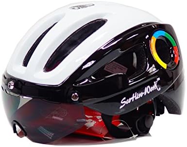 Molshow Adult Men's Women's Cool Mountain Road Ride Bicycle Cycling Bike Helmet with Goggles 57-61cm (white black, grey)