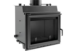 ‎KRATKI KRATKI Maja Holzkamin mit Warmwasserbereiter Wärmetauscher BImSchV 2 konform 8 kW Wärmewirkungsgrad 80% Stahl und Gusseisen Gerade Verglasung 67 x 60 cm