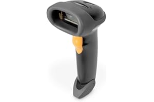DIGITUS Scanner a barre 1D, Scanner portatile bidirezionale, 200 scansioni/s, Distanza di scansione 30 cm, Cavo USB-RJ45 da 2 m, IP54, Codici a barre: EAN, UPC, Code-39, Nero/grigio
