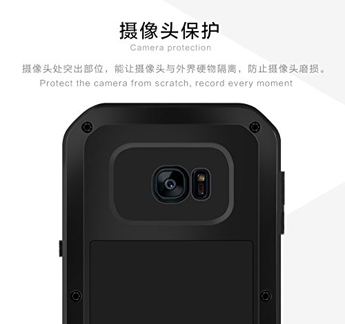 Love Mei Powerful - Carcasa s  per protectora anti-shock con Gorilla Glass para Samsung Galaxy S7 Edge - Negro