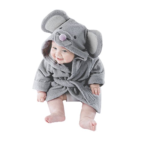 Preisvergleich Produktbild Tkria Baby Mädchen Jungen Bademäntel Kleinkind Säugling Schlafanzüge Morgenmantel Kapuze Badetuch Flanell Fleece Für Kinder 1 2 3 4 5 Jahr, Grau 1, 4-5 Jahre / 110