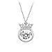 Produktbild HGDR Mode Frauen Sterling Silber Halskette Krone Anhänger Halskette Kristall Zirkonia Charm,Silver-40cm+3cm