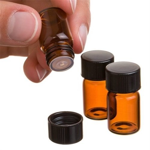 BESTIM INCUK 12-Pack 2ml(5/8 dram) Mini Amber Glass Bottles with Orifice Reducer and Cap for Essential Oils,Perfumes,Lab Chemicals