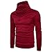 Produktbild Longra Herren Rollkragenpullover Rollkragen-shirt mit Zipper Herren Rollkragen-Sweatshirt Strickpullover Männer Herbst Winter Langarm Ski/Sportrollkragenpullover (S, Wine Red)