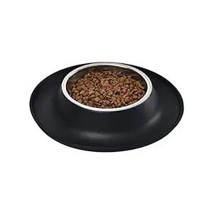 AmazonBasics Round Silicone Mat and Pet Bowl - Small, Black