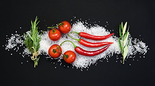 Eurographics DGS-UWE1187 Cucina Italiana Pomodori E Peperoncini 5 ESG-Küchenspritzschutz, Glas, Mehrfarbig, 90,00 x 50,00 x 0,50 cm